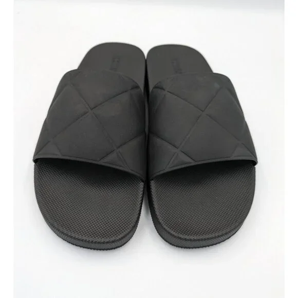 BOTTEGA VENETA Matt Rubber Slider Sandals Black Size40 - Picture 2 of 11